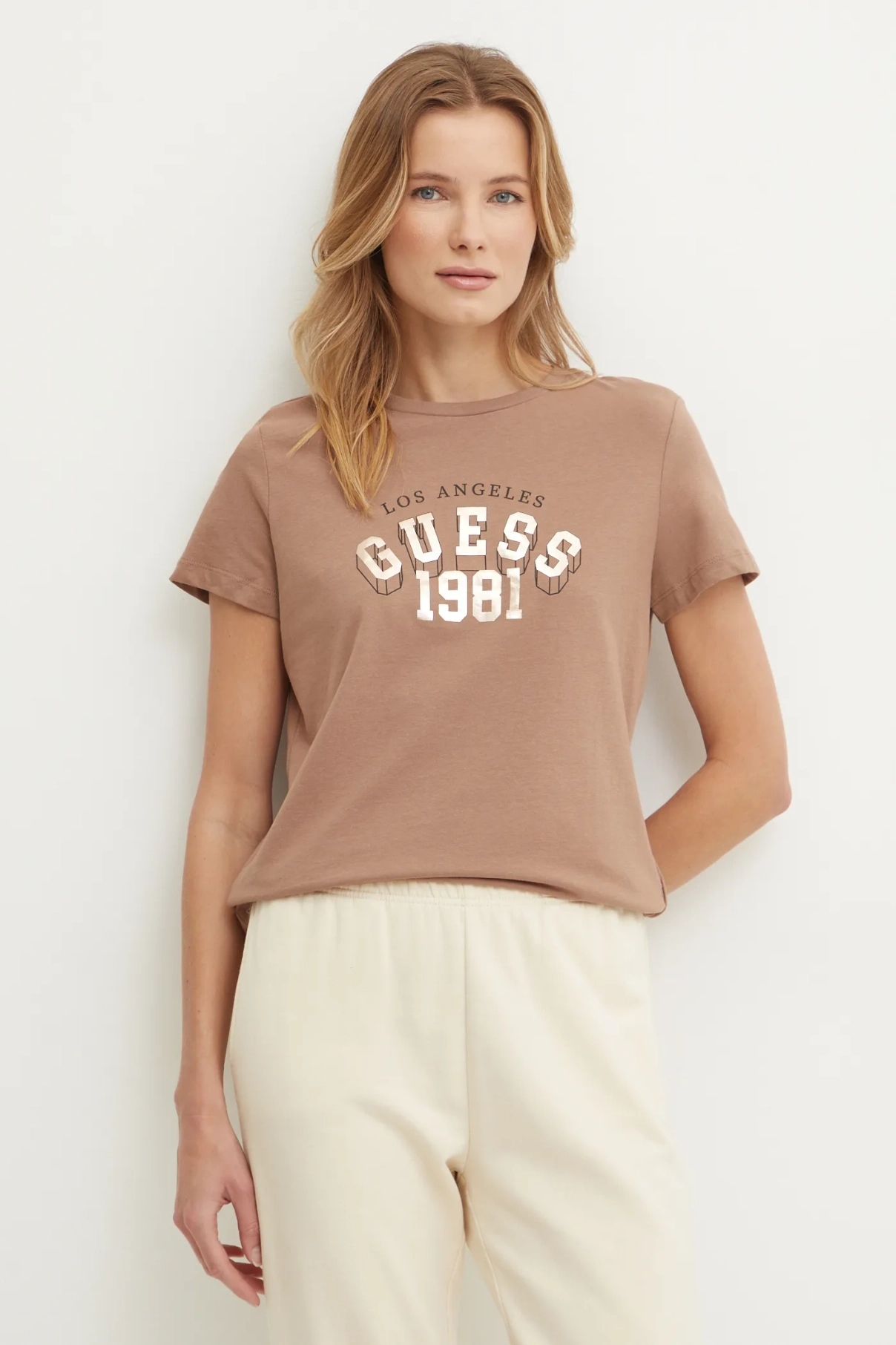 

МАРТИНА хлопковая футболка Guess, коричневый