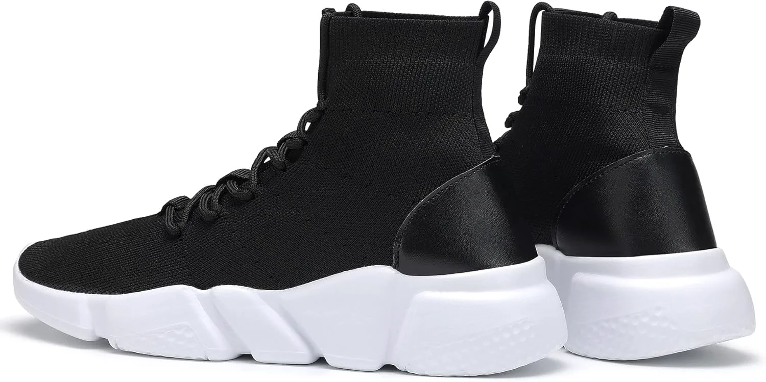 

Мужские сникеры Santiro с высоким верхом и без шнурков, легкие кроссовки для ходьбы и тенниса, повседневные, для работы и занятий спортом, черный