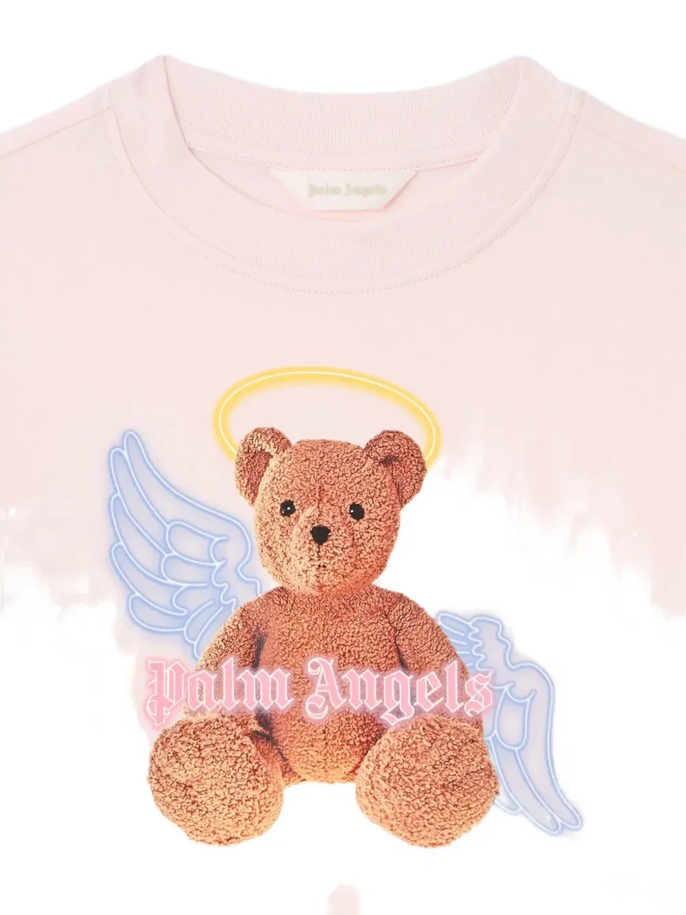 Футболка с ангельским медведем Palm Angels Kids, розовый — фото 3