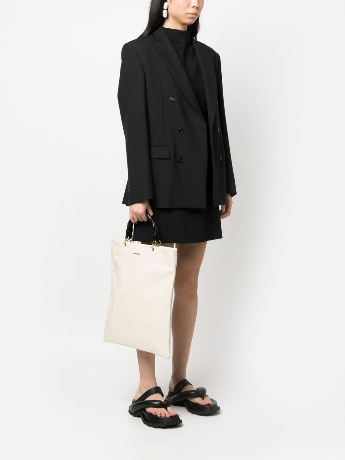 Jil Sander сумка-тоут с тиснением под крокодила, нейтральный цвет — фото 2