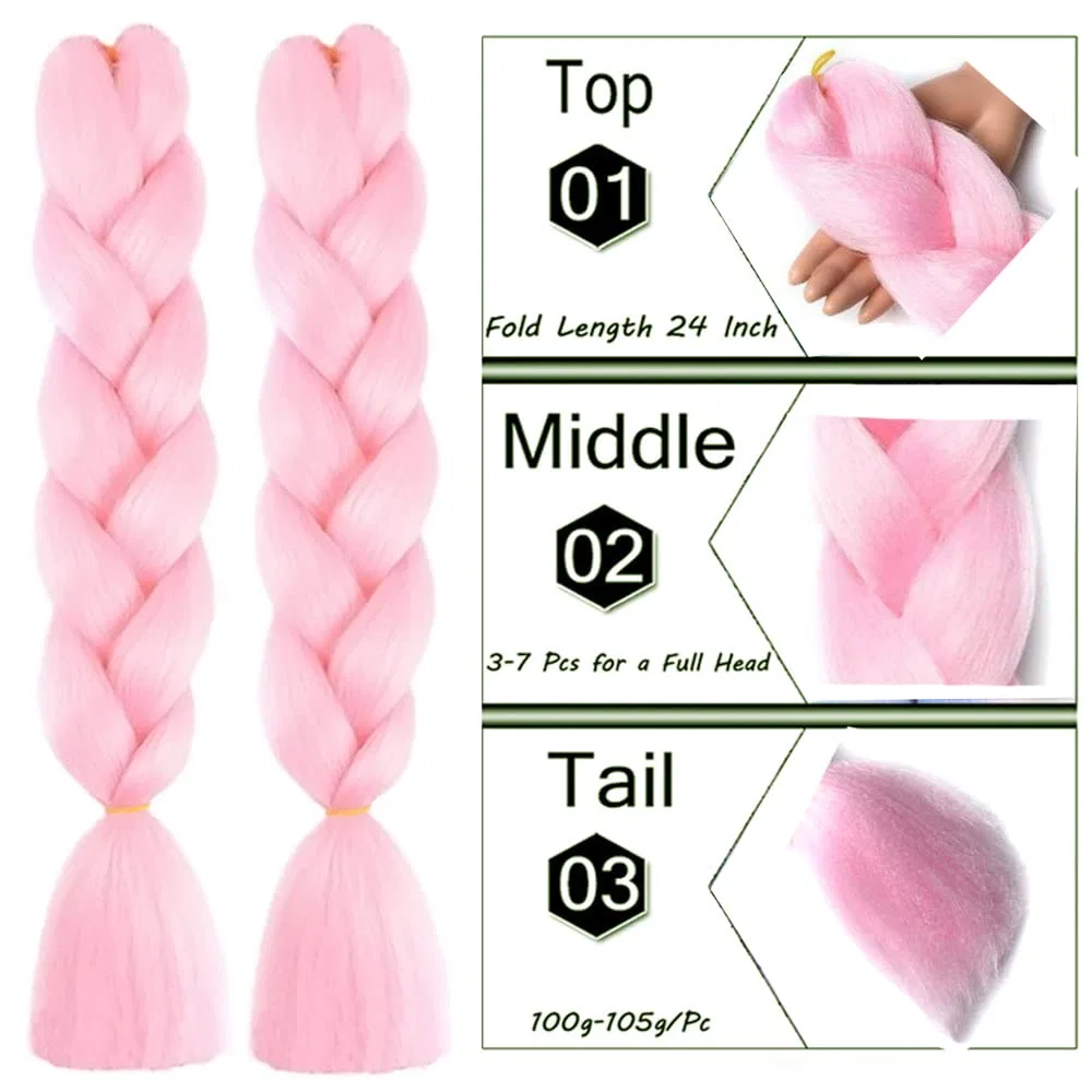 Искусственные волосы для плетения «Jumbo Braid» от ColorfulPanda Colorful Panda, Pink — фото 3
