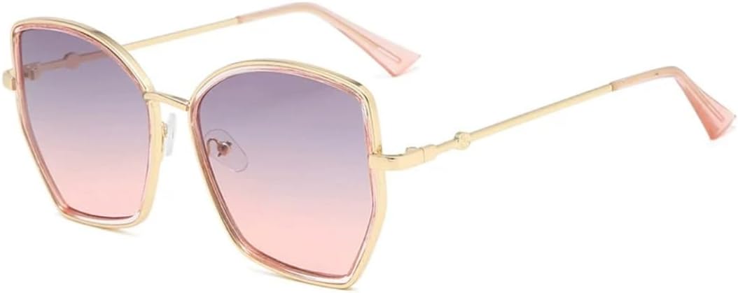 

Модные солнцезащитные очки большого размера в металлической оправе с эффектом бабочки для женщин и мужчин, роскошные, для активного отдыха, летнего туризма, с защитой от УФ-излучения UV400 TVTBBVV, Gold Gray Pink