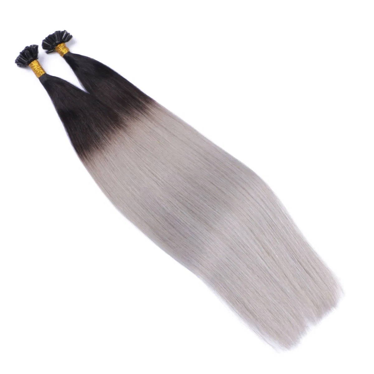 Наращивание волос кератиновое «#1B/Silver Ombre» от NOVON Hair Extension, 60 см, 25 прядей Haar-Profi — фото 2