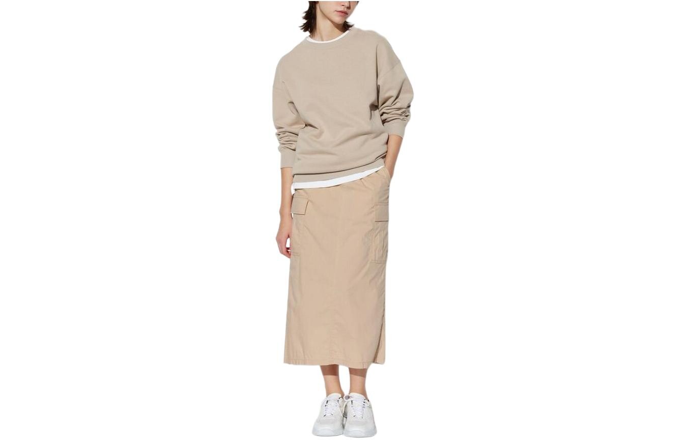Повседневная длинная юбка женская бежевая Uniqlo