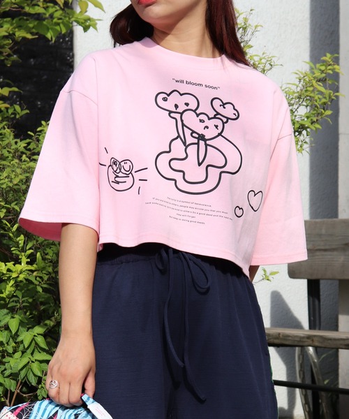 

Moyan ecri Короткая футболка с принтом, розовый