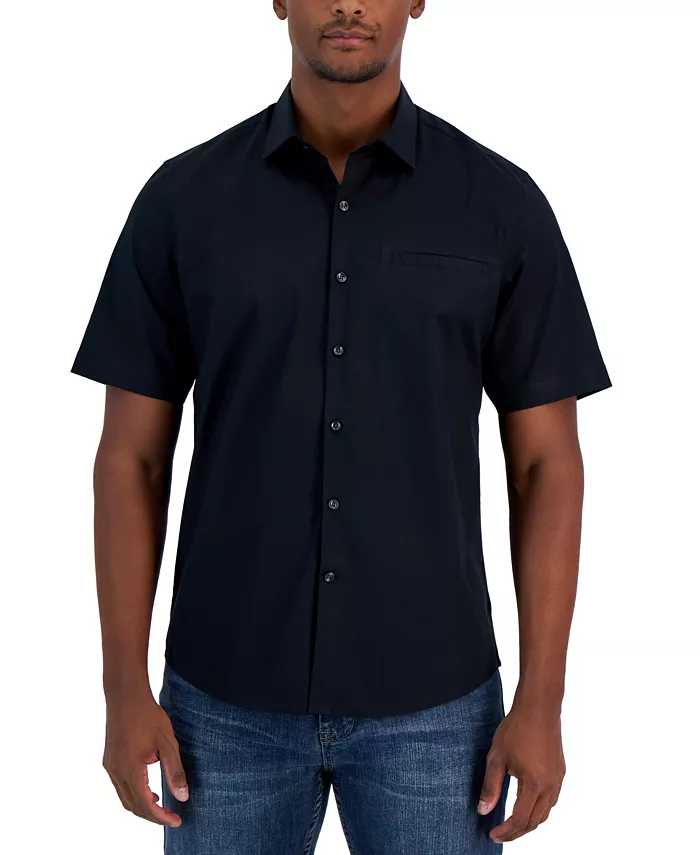 

Мужская классическая рубашка Modern Classic-Fit Stretch Solid Button-Down Alfani, черный