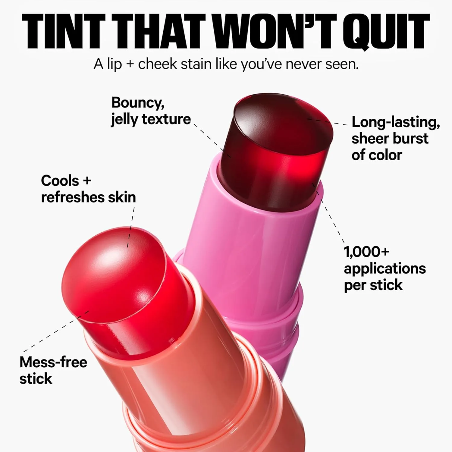 Milk Makeup Cooling Water Jelly Tint - увлажняющий тинт для губ и румяна с веганским коллагеном, морской водой и алоэ, 2 шт - Spritz + Chill, 5 мл, Pink — фото 2