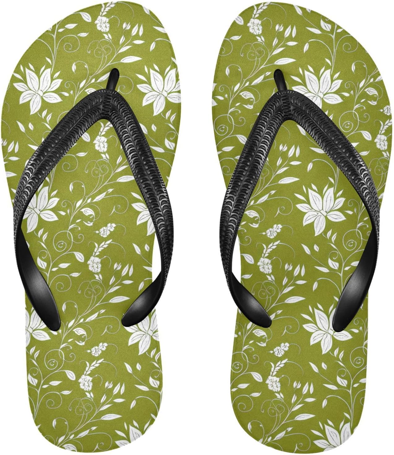 

Пляжные летние повседневные сандалии с белыми цветами и зелеными шлепанцами для женщин и мужчин, обувь для душа 20861853 Kfbe