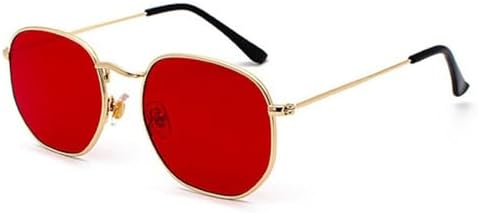 

Солнцезащитные очки 2026 года для мужчин и женщин, квадратная многоугольная форма, ретро-оправа, металлический каркас, защита от УФ-излучения TOP UV400 MTZJH, C05 Gold Red