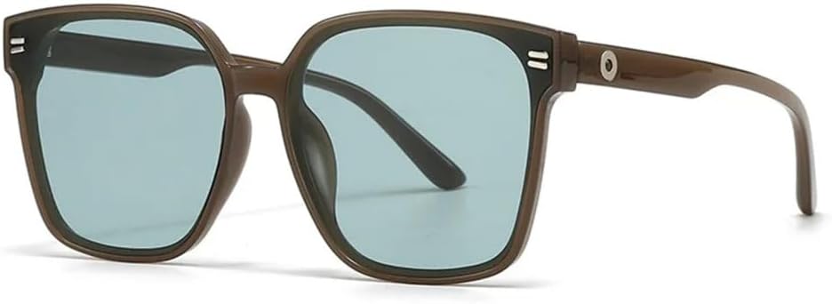 

Винтажные солнцезащитные очки в большой тонкой квадратной оправе 2027 года для женщин, солнцезащитные очки для мужчин, популярные панк-очки с заклепками MTZJH, Tea Blue