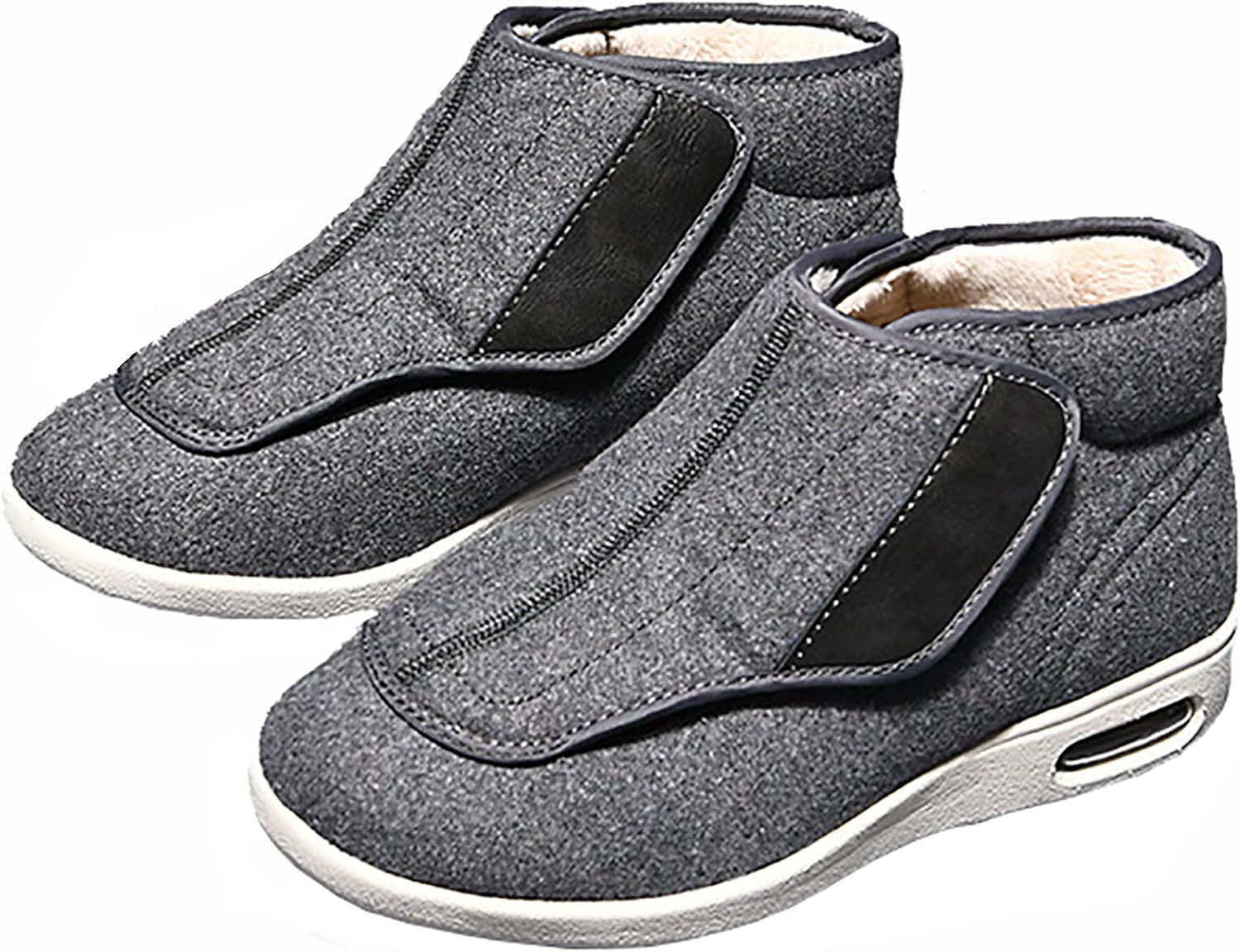 

Дышащие слипоны, зимние теплые плюшевые обувь для артрита, отечные ноги, обувь с мемори-пеной, с регулируемыми застежками, с закрытым носком, противоскользящие ботинки для улицы, мужской размер 7/женский размер 8 Dhijupng, серый
