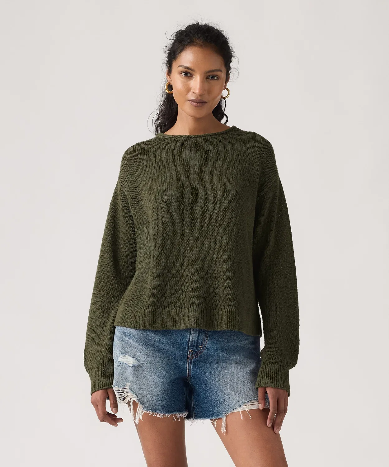 Свитер Levi's LAETITIA букле, хлопок, зеленый