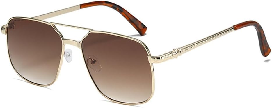 

Женские солнцезащитные очки в квадратной металлической оправе желтого цвета, модные очки с защитой от УФ-излучения, мужские винтажные очки с красными линзами LVTFCO, Mtyj113 Brown