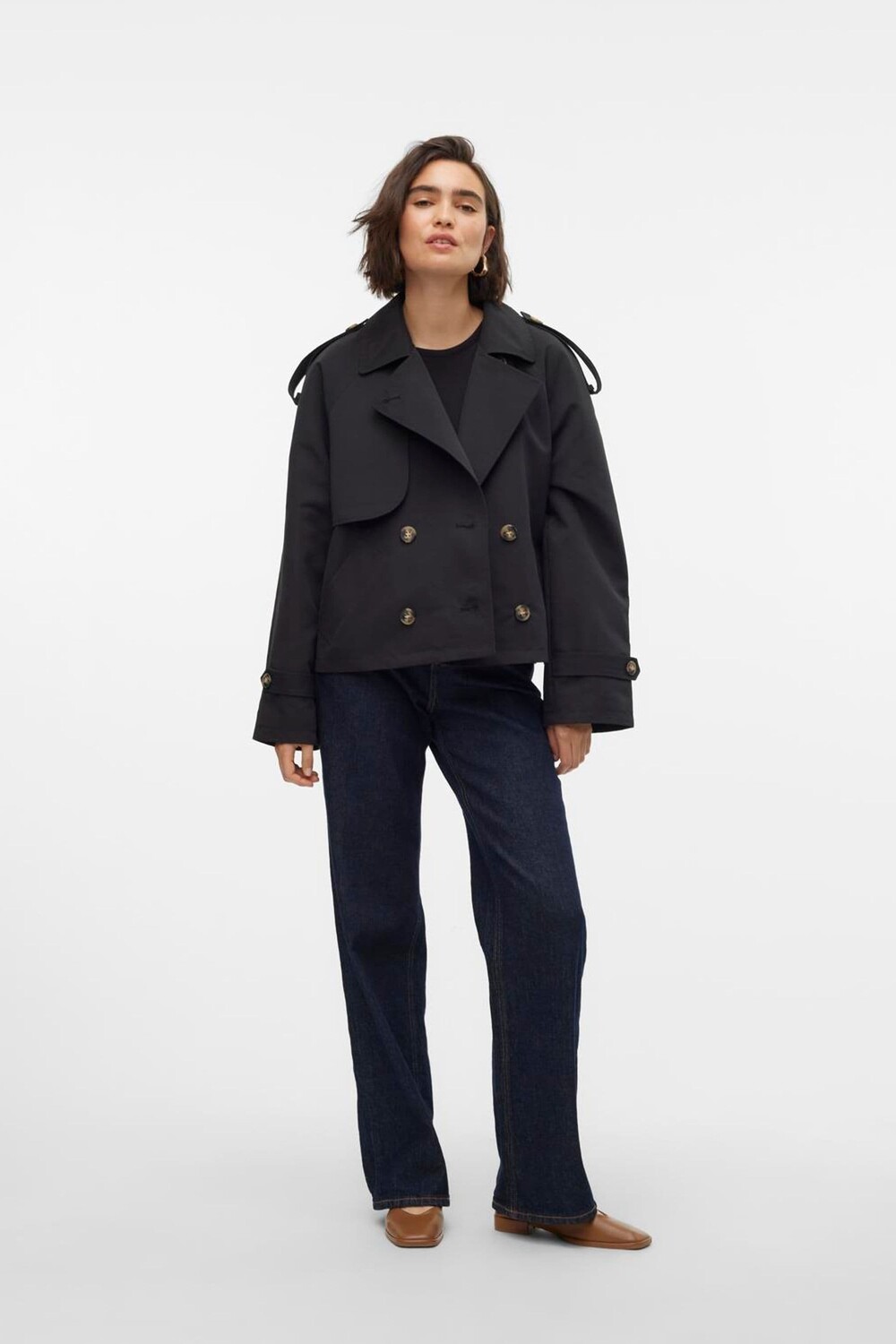 

Короткий тренчкот Vero Moda, черный