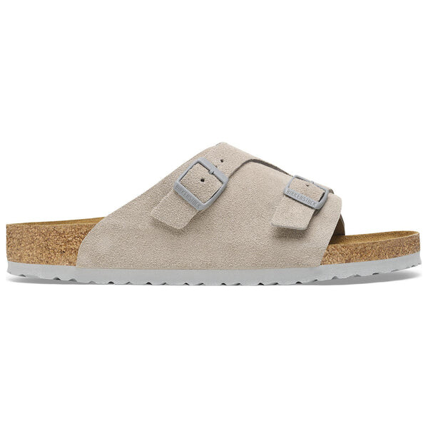 Тапочки zrich suede leather narrow fit sandals 'stone coin' Birkenstock, серый — фото 2