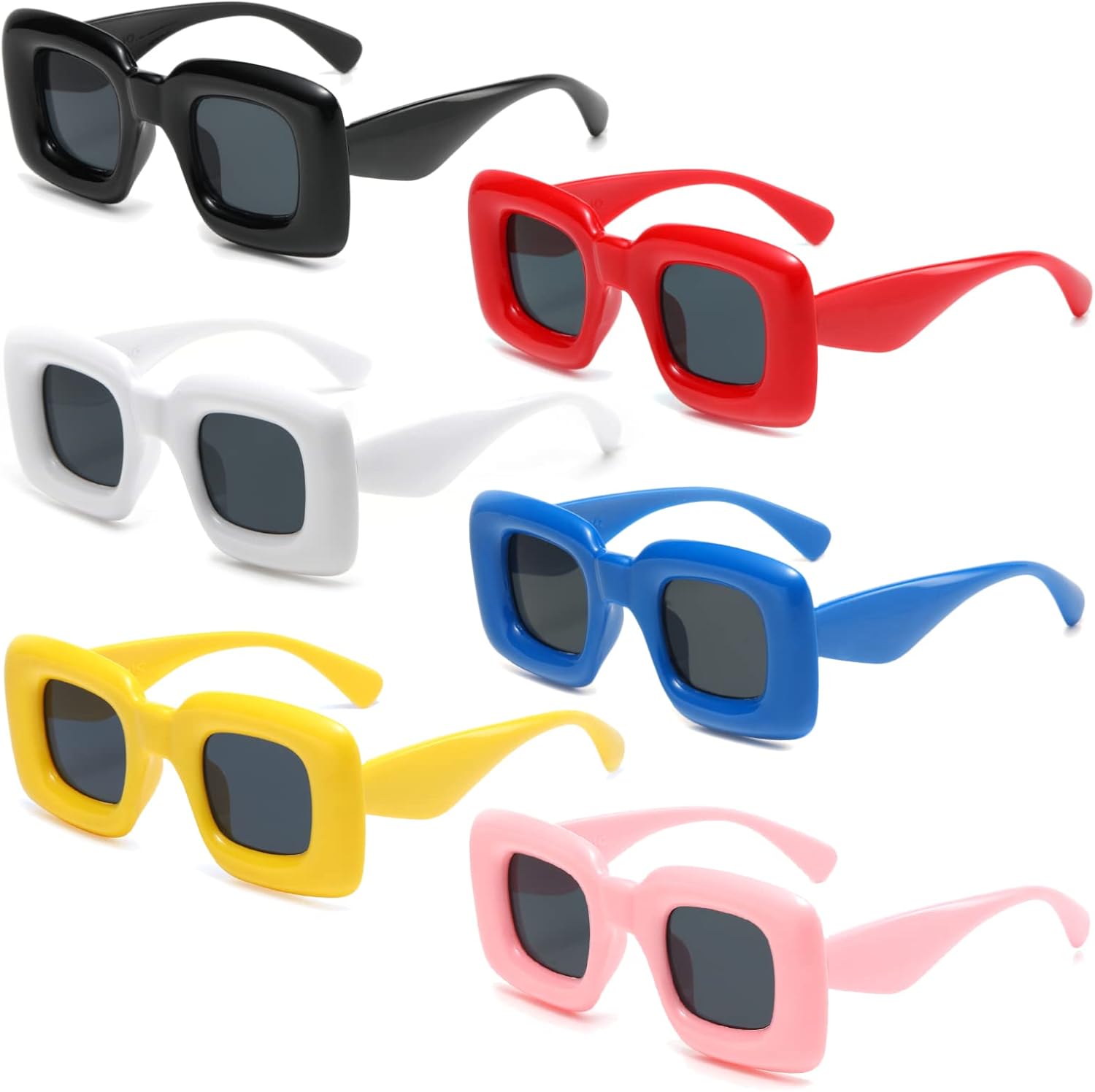 

Солнцезащитные очки Long Keeper, 6 пар, квадратной формы, для женщин и мужчин, модные, в стиле панк, большие, контрастные, конфетного цвета, с защитой от УФ-излучения UV400, 6 Pair