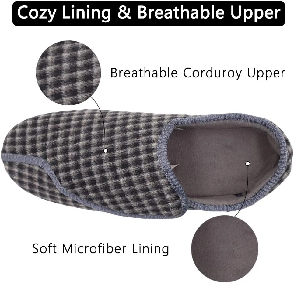 Тапочки с регулируемой застежкой, Memory Foam, Gray Plaid Hotme — фото 3
