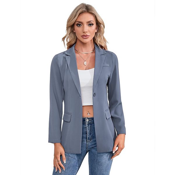 

Женский повседневный пиджак с открытой полой и длинным рукавом Boddysize, Gray