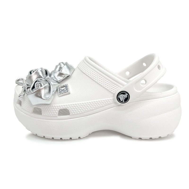 Crocs Классические женские белые сабо на платформе Phantom Silver Dreamy Clogs