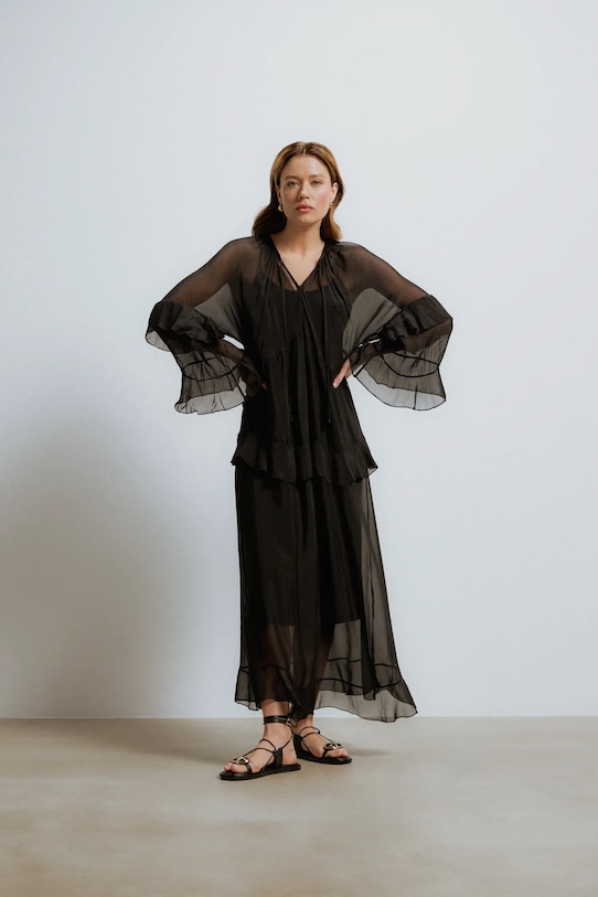 

Платье с шелком Answear.Lab, черный