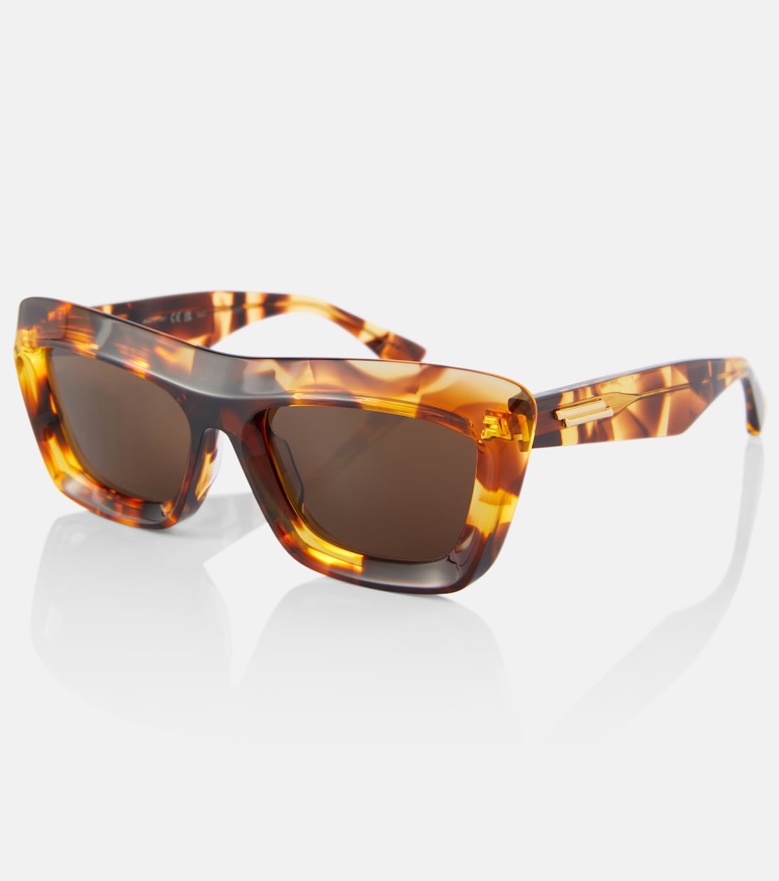 Прямоугольные солнцезащитные очки Scoop Bottega Veneta, Havana-Havana-Brown — фото 4
