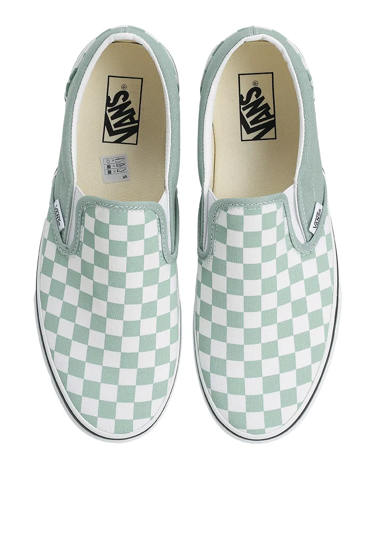 Слипоны детские, классические, Vans, серый/оливковый — фото 4