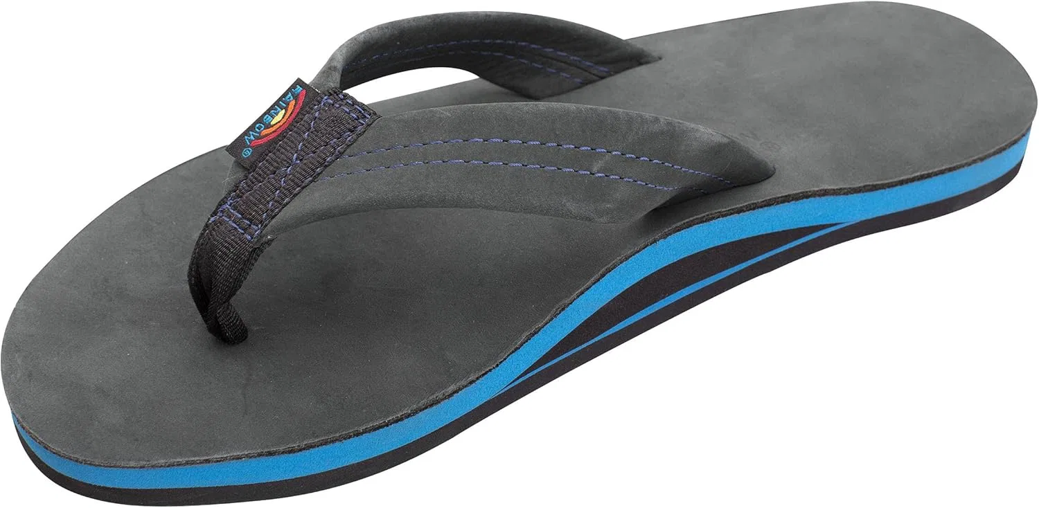 Мужские сандалии Rainbow из двухслойной кожи с поддержкой свода стопы Rainbow Sandals, Premier Black Leather