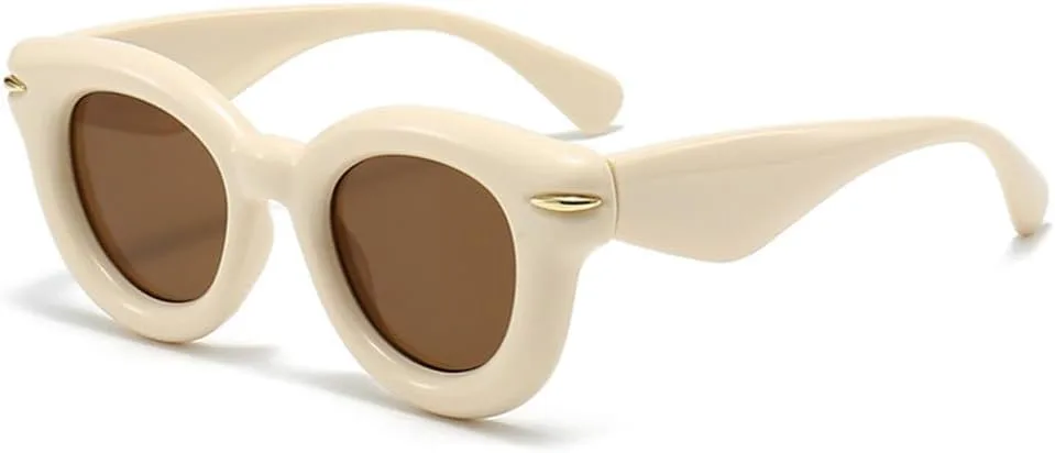 

Круглые солнцезащитные очки в стиле панк для женщин и мужчин, спортивные солнцезащитные очки для женщин, винтажные очки в стиле стимпанк HDUBFY, C4 Beige Brown