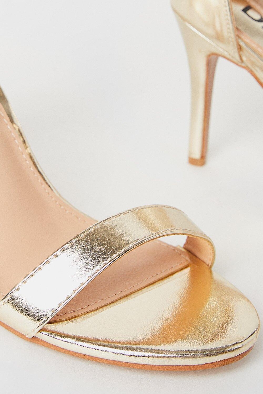 Широкие босоножки Tyla на высоком каблуке-шпильке Dorothy Perkins, золото — фото 4