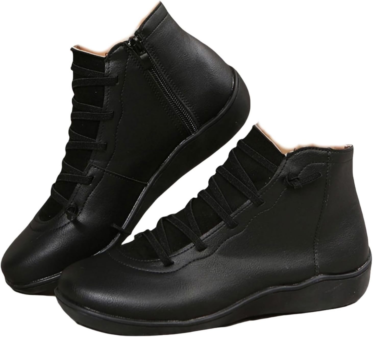 

Женские ботинки Wankang на низком каблуке Челси, из искусственной кожи, с заостренным носком, широкие, без шнуровки, короткие ботильоны, черный