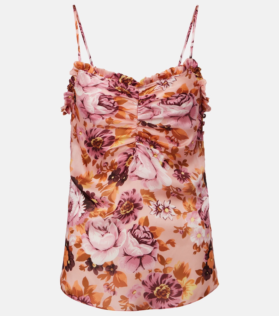

Шелковый топ с цветочным принтом Chloé, Antique Pink