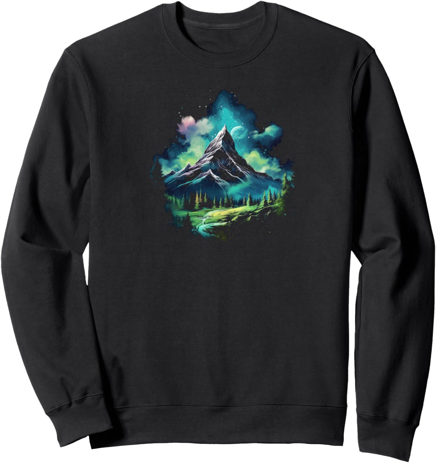 

Толстовка с изображением безмятежного горного пейзажа Mountain Landscape Apparel, черный