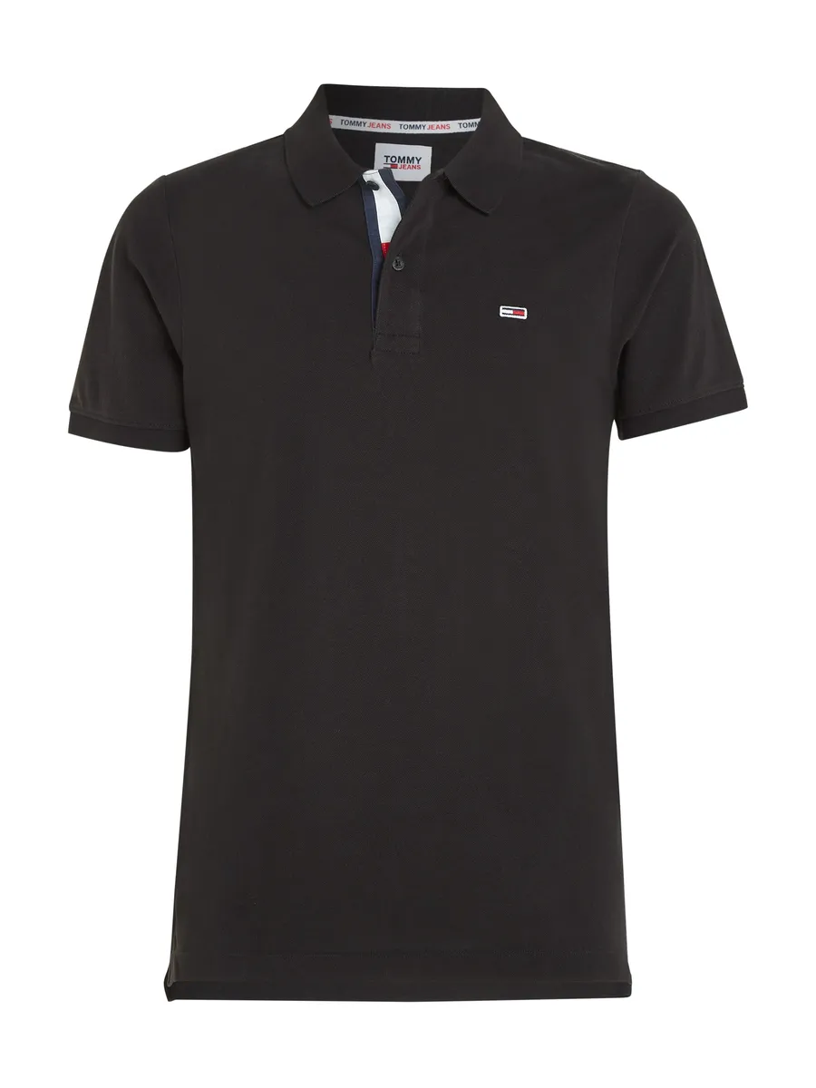 Рубашка-поло Tommy Jeans "TJM SLIM PLACKET POLO", черный — фото 4
