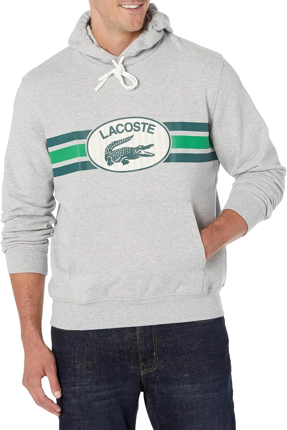 Lacoste мужской худи свободного кроя с принтом Monogram