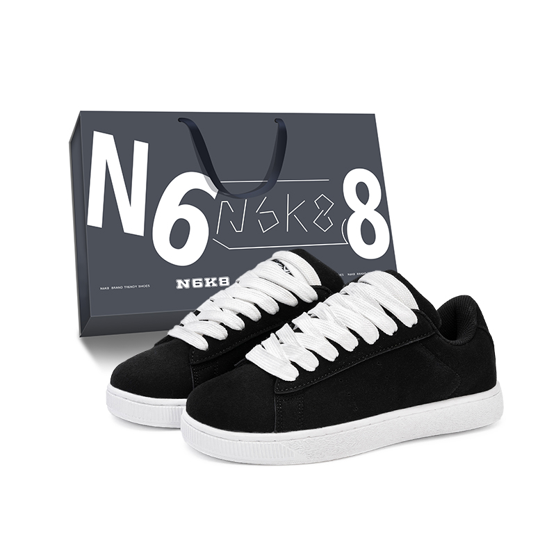 

N6K8 Антискользящие износостойкие низкие скейтерские кроссовки унисекс черные, цвет Black