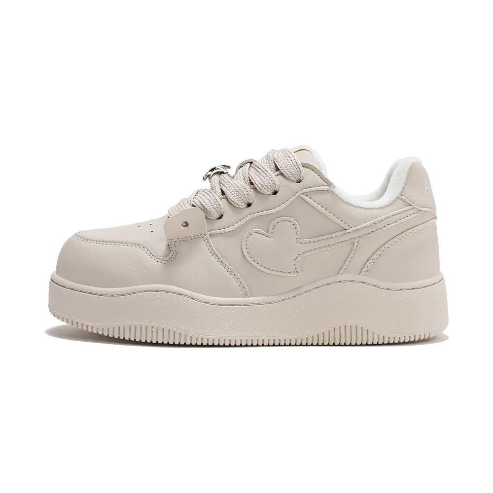 

Против скольжения и износостойкие низкие скейтерские кроссовки для увеличения роста унисекс AND U, белый коричневый (Fleece-Lined)