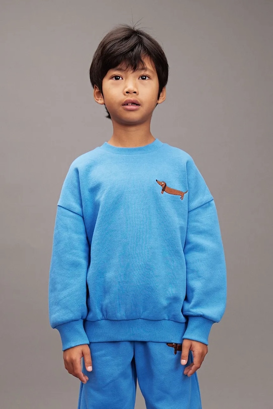 

Детская хлопковая толстовка с изображением собаки Mini Rodini, синий