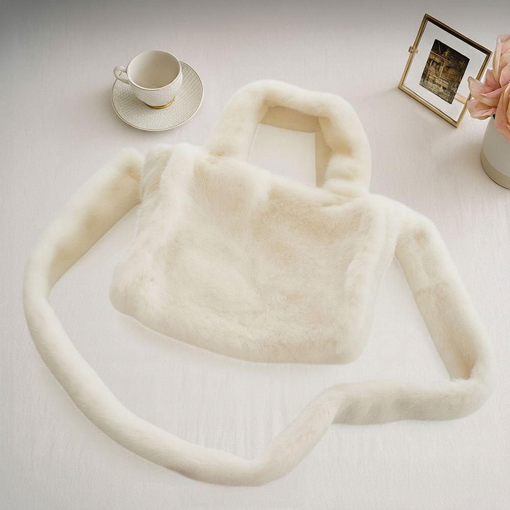 

Мягкая, стильная, плюшевая сумка-тоут через плечо FASHNZFAB, айвори