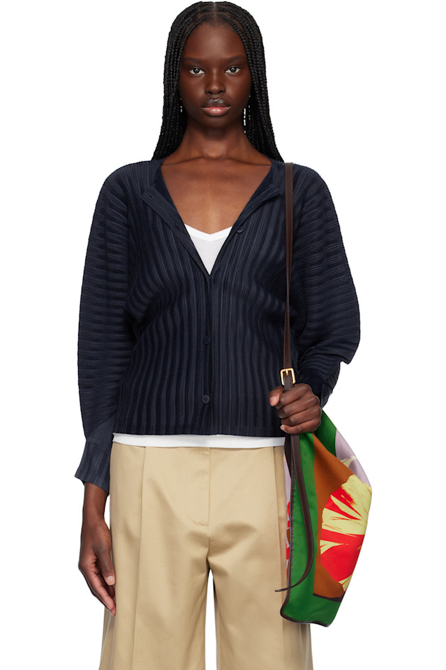 

Кардиган с ребристыми складками February Pleats Please Issey Miyake, синий