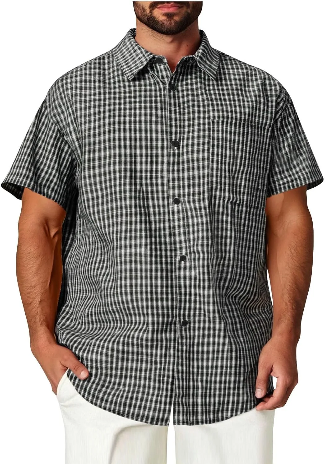 

Рубашка мужская Plaid, короткий рукав, с карманом