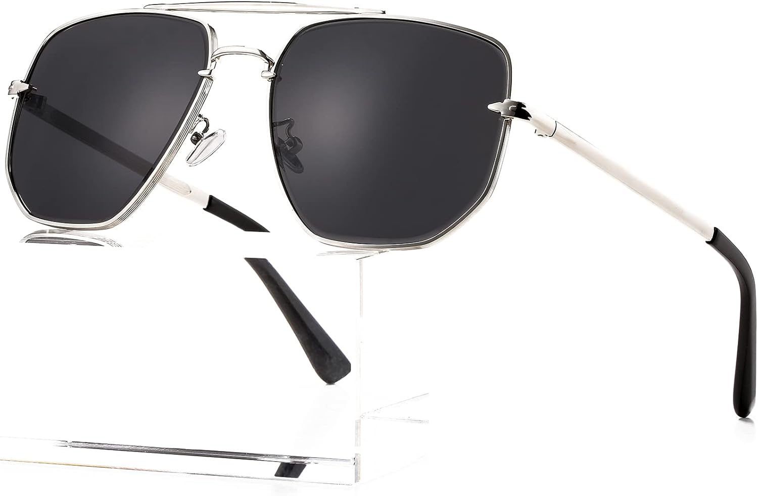 

Солнцезащитные очки-авиаторы увеличенного квадратного размера AIEYEZO для мужчин и женщин, модные винтажные солнцезащитные очки, классические очки-пилот с градиентным переходом цвета, Silver/Grey