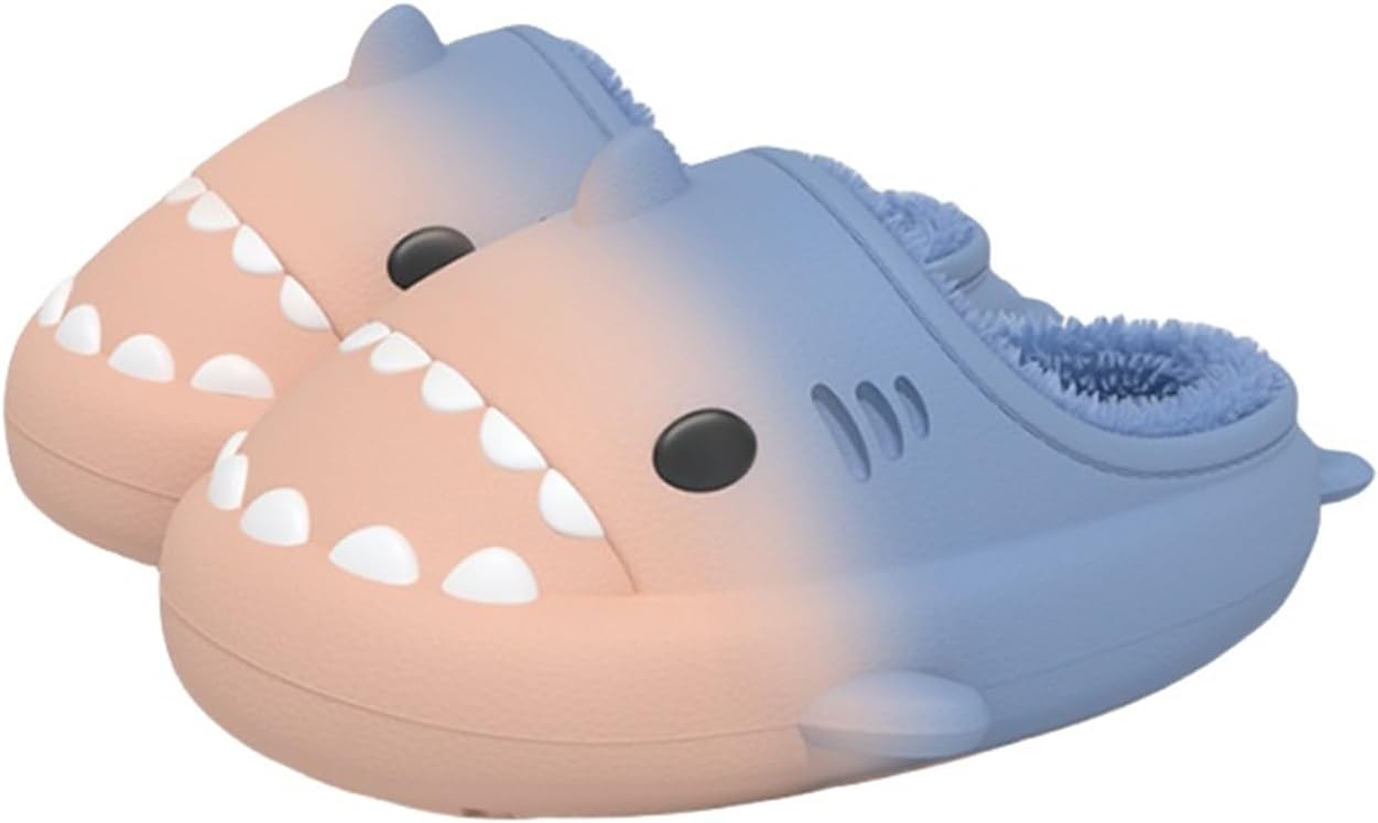 Зимние шлепанцы Shark Slides, шлепанцы Shark Slides для взрослых и детей, теплые, уютные, плюшевые, водонепроницаемые, нескользящие, для мужчин и женщин Generic, синий/розовый