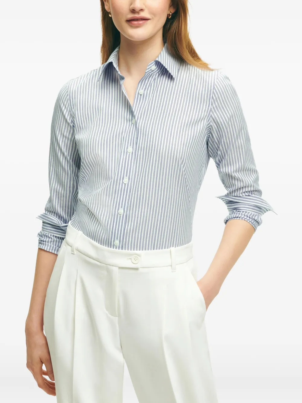 

Рубашка в тонкую полоску с длинными рукавами Brooks Brothers, синий