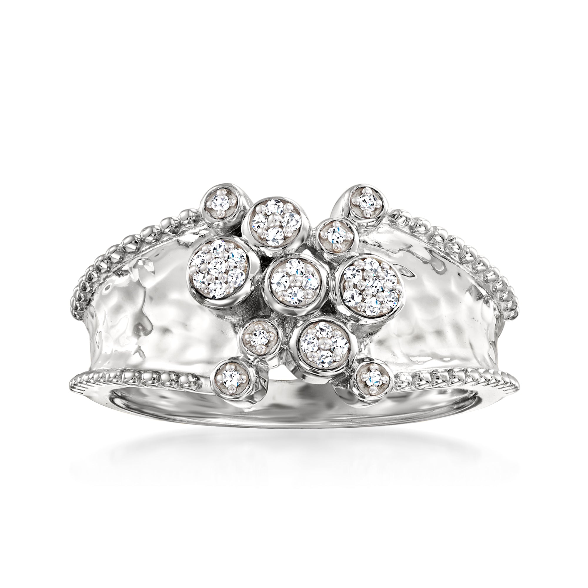 

Кольцо Ross-Simons Diamond Bubble Band из стерлингового серебра Ross-Simons, белый