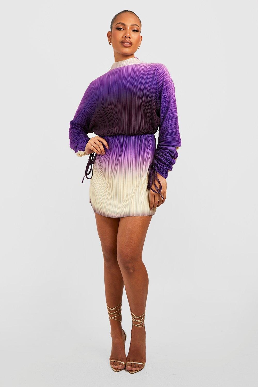

Платье с рукавами и союбами Boohoo, фиолетовый