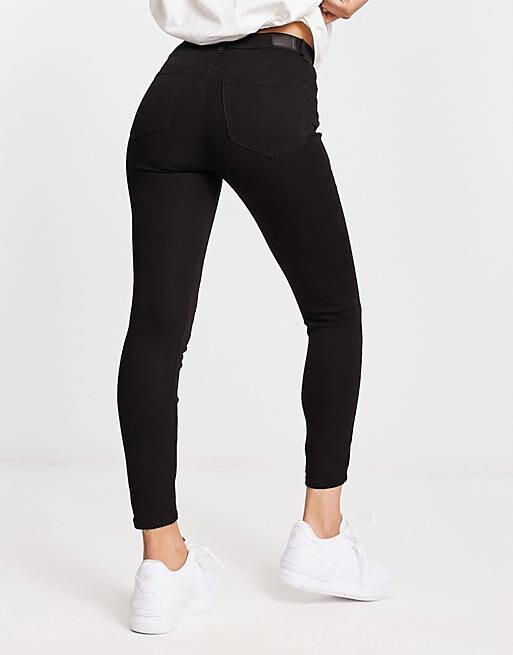 

Черные супероблегающие джинсы с завышенной талией Pull&Bear