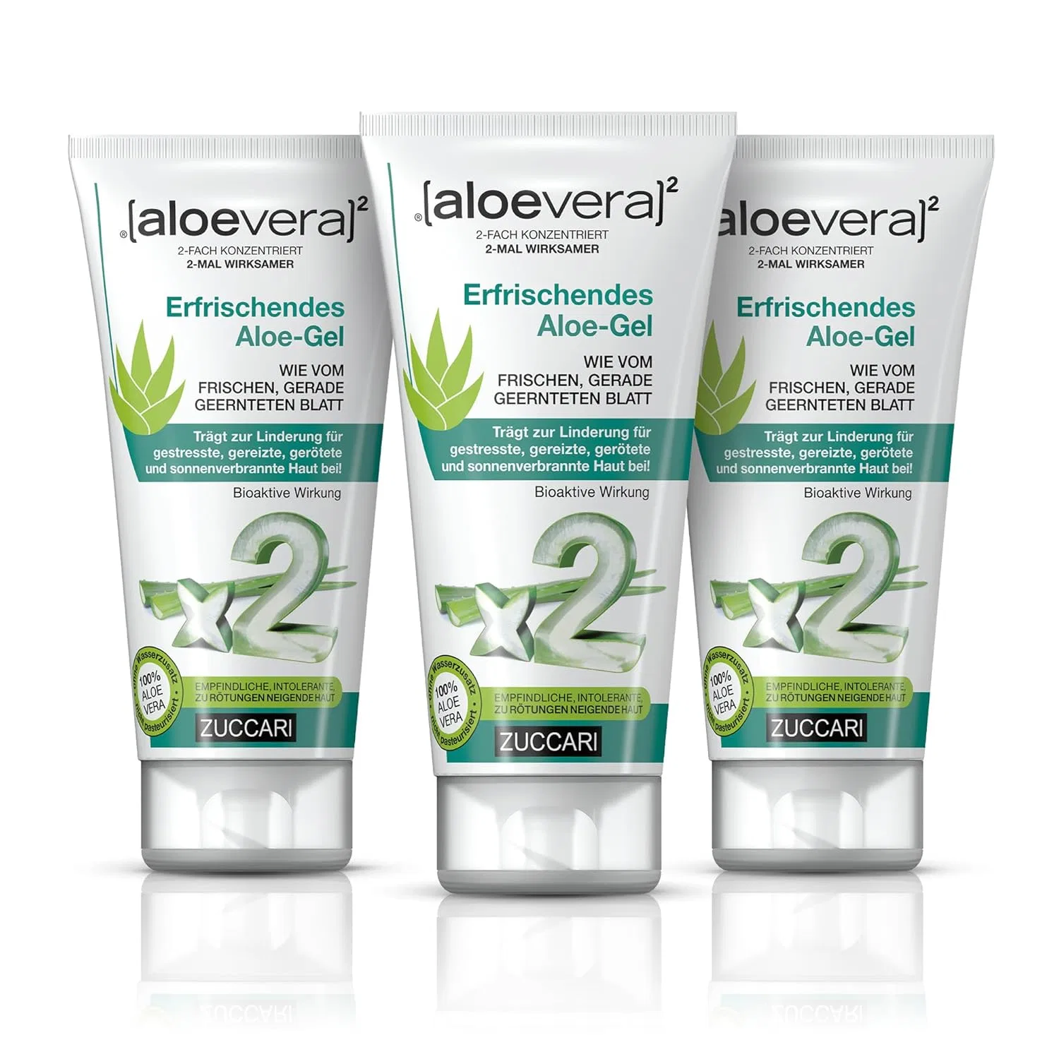 Гель ZUCCARI Aloevera² 100% алоэ вера, 3 x 150 мл Zuccari