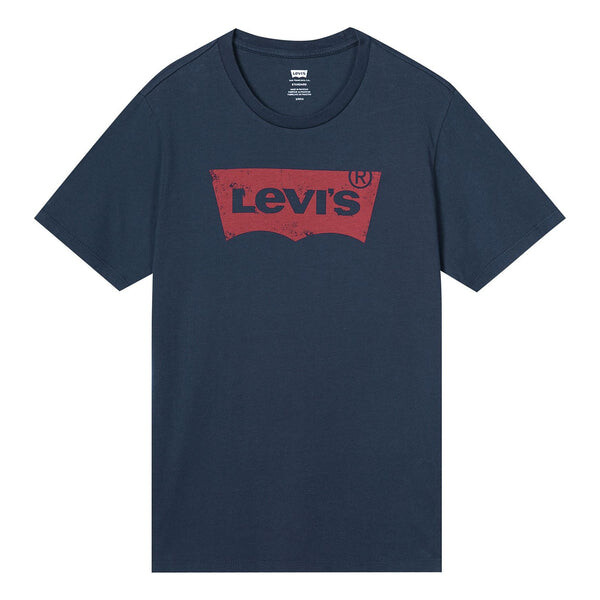 

Футболка men's alphabet logo loose round neck short sleeve navy blue Levis, голубой