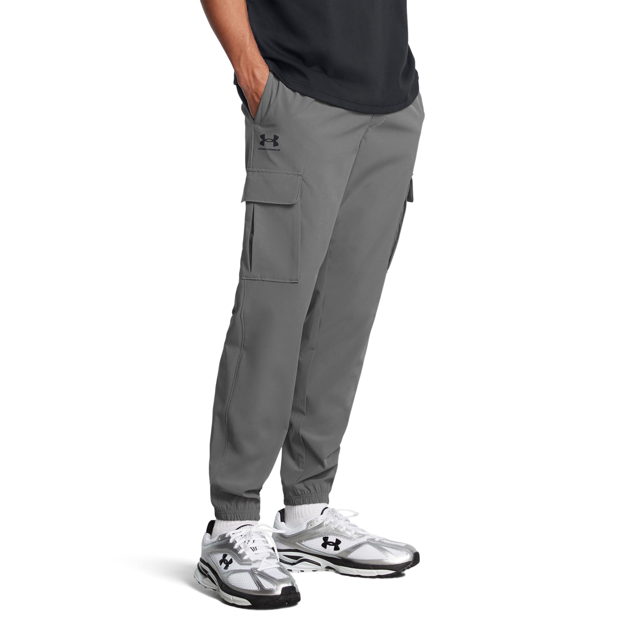 

Брюки Under Armour Vibe Woven Cargo Pants, цвет Castlerock/Black