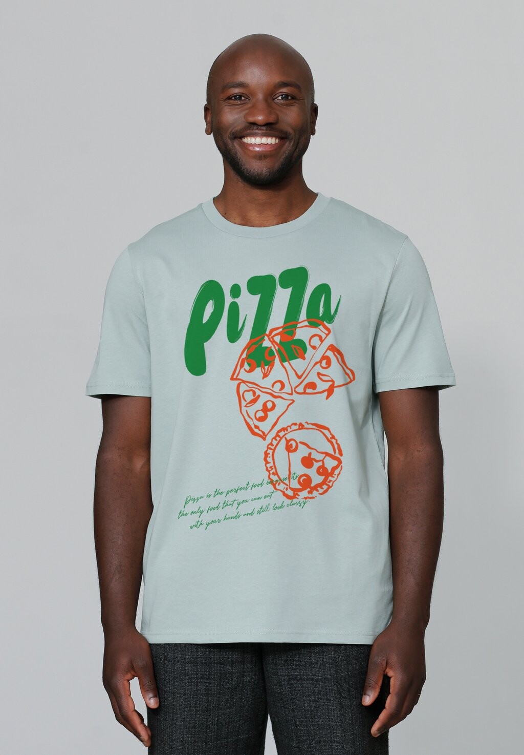 

Футболка с принтом PIZZA watapparel, бирюзовый